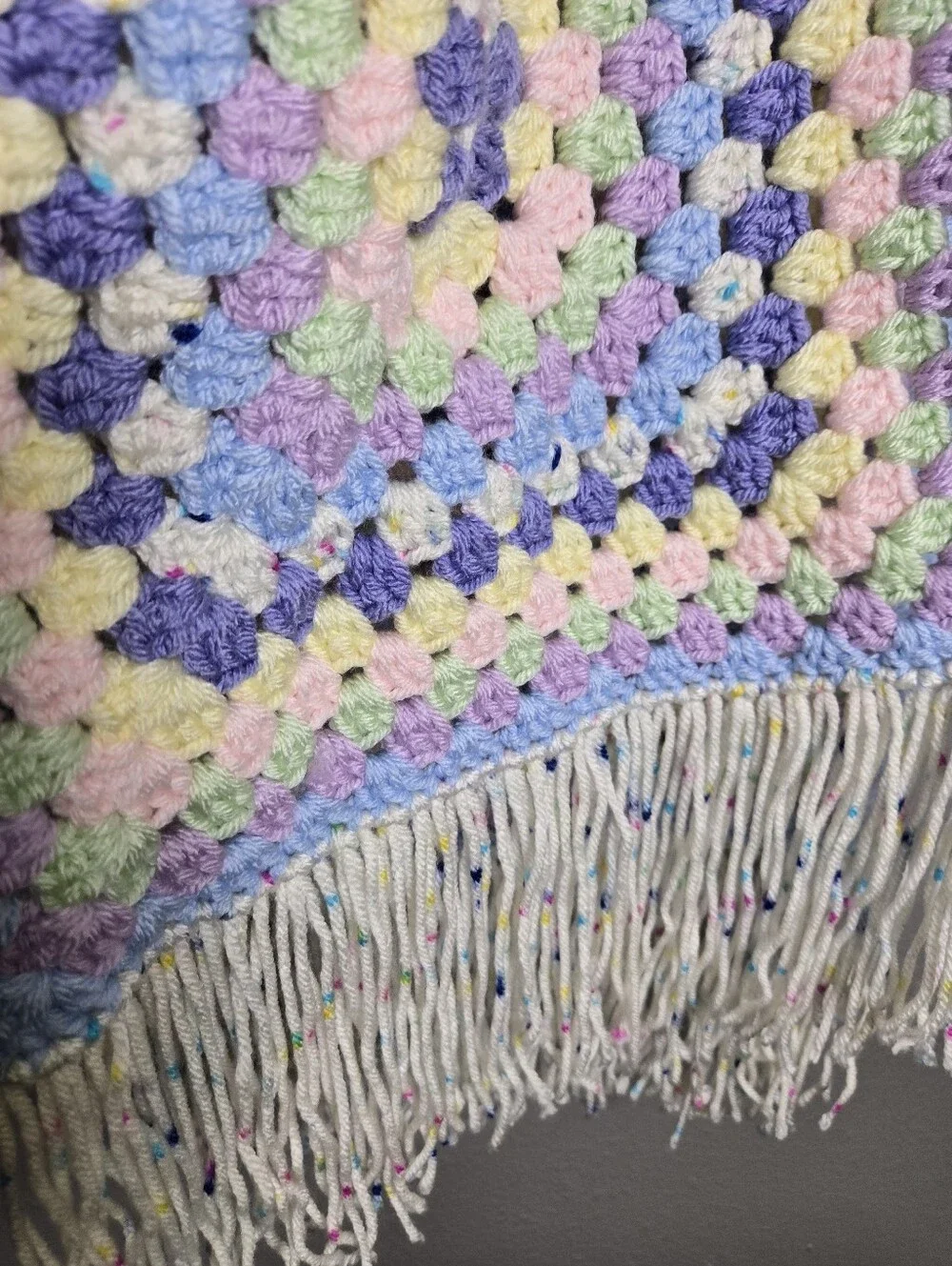 Handmade Crochet Scarf Pastel Birthday Cake Colors